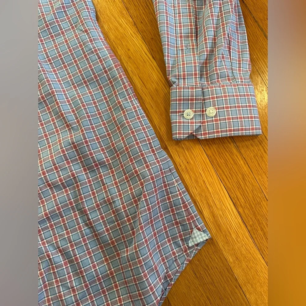 Banana Republic Blue/Red/White Slim Fit Cotton Button Down Long Sleeve, Size S